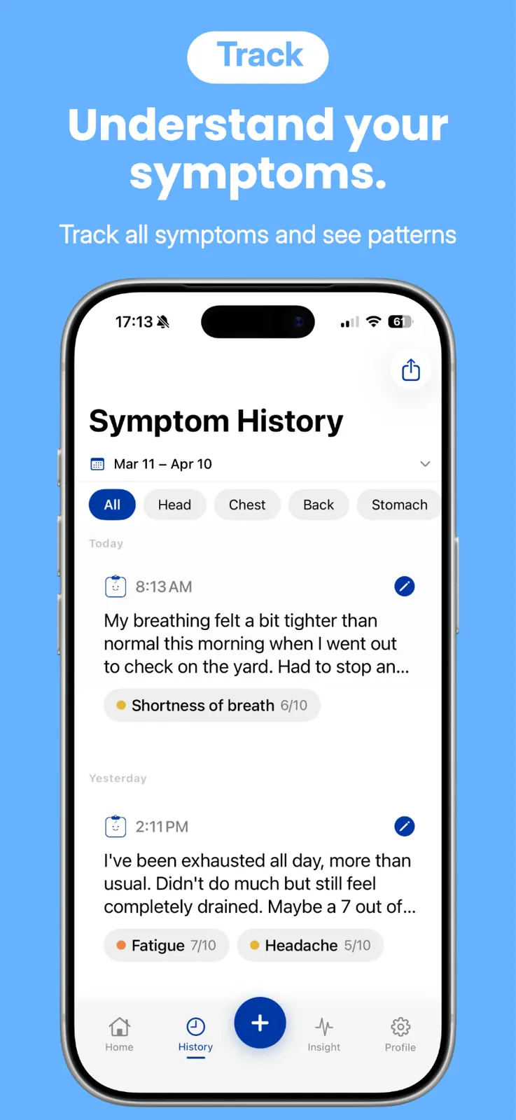 Symptom history